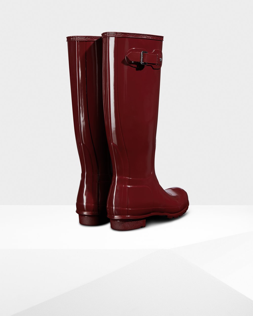 Womens Tall Rain Boots - Hunter Original Gloss (39XNGBOUH) - Grey Red